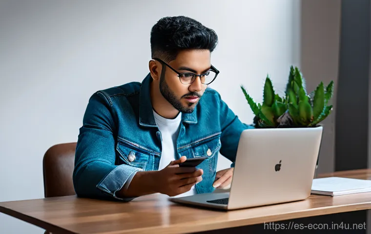 정보경제학과 비대칭 정보 - **Prompt: The Digital Detective Consumer**
    A young adult, ethnically diverse (e.g., of Hispanic ...